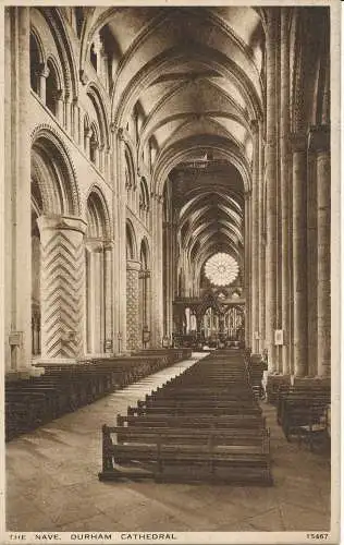 PC24656 The Nave. Kathedrale von Durham. Lachs. Tiefdruck. Nr 15467