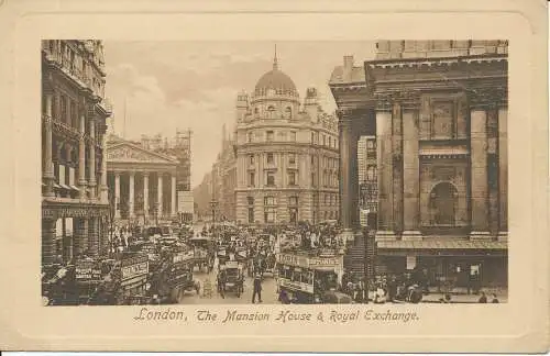 PC27762 London. The Mansion House und Royal Exchange. stecken. Nr 2452. 1913