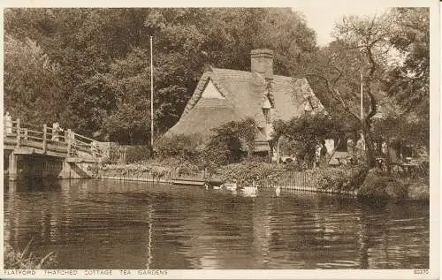 PC27738 Flatford Reetdach Cottage Tea Gardens. Photochrom. Nr 80370