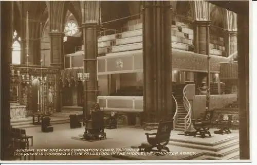 PC27838 Gesamtansicht zeigt Krönungsstuhl-Throne. Westminster Abbey. R.P.