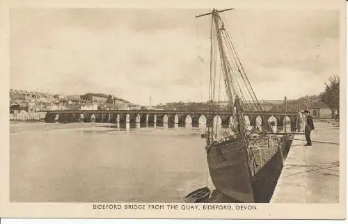 PC26412 Bideford Brücke vom Kai. Bideford. Devon. J. Dixon Scott