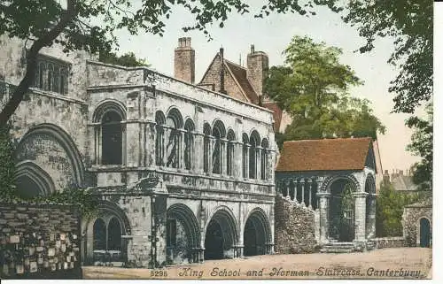 PC25998 Königsschule und normannische Treppe. Canterbury. 1907