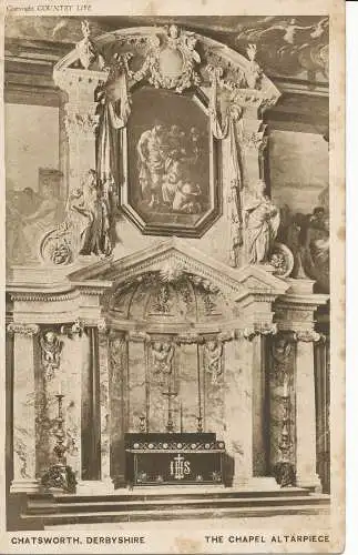 PC24564 Chatsworth. Derbyshire. Der Kapellenaltar. Fotogravur