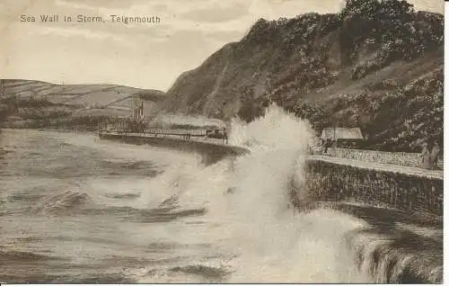 PC24737 Meeresmauer im Sturm. Teignmouth. Valentinstag. 1916