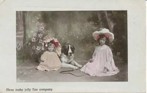 PC26713 Three Make Jolly Fine Company. Mädchen mit Hund. Aristophot. Nr. 7083. RP