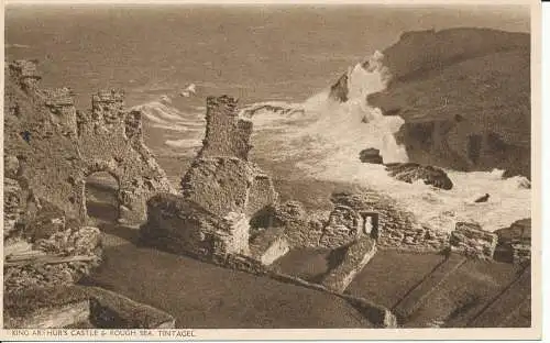 PC26363 King Arthurs Castle und raues Meer. Tintagel. Ronald Youlton