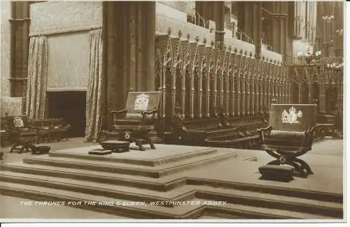 PC27843 Die Throne für König und Königin. Westminster Abbey. R.P. Howgrave. R