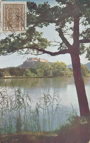 PC30406 alte Postkarte. Schloss auf der Insel am See. 1923