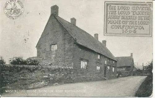 PC23687 Washingtons House. Brington in der Nähe von Northampton und Tablet Over Doorway. 19