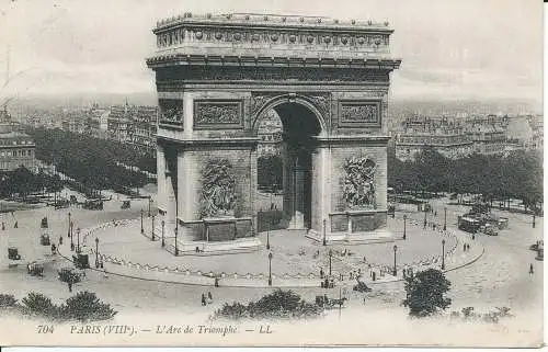 PC28079 Paris. L Arc de Triomphe. LL. Nr 704. 1911