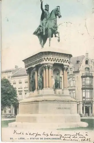 PC28257 Lüttich. Statue Karls des Großen. Bertels. Nr. 22. 1906