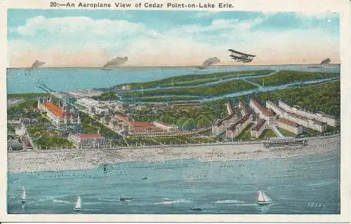 PC28382 Ein Flugzeugblick auf Cedar Point am Lake Erie. G. A. Boeckling