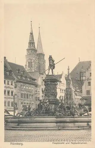 PC30179 Nürnberg. Hauptmarkt und Neptunbrunnen. J. Velten