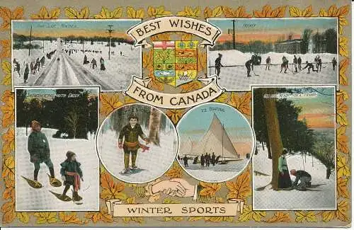 PC28313 Beste Wünsche aus Kanada. Wintersport. Multi-View. Valentinstag