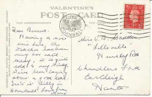 PC25502 St. Ives. Valentinstag. Foto braun. Nr 205479. 1939