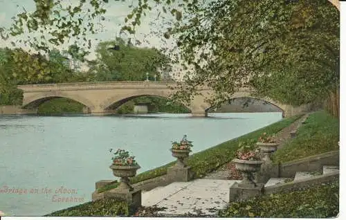 PC26209 Brücke auf dem Avon. Evesham. Valentinstag