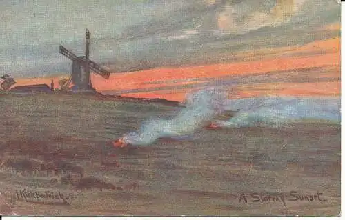 PC25551 Ein stürmischer Sonnenuntergang. Faulkner. 1910