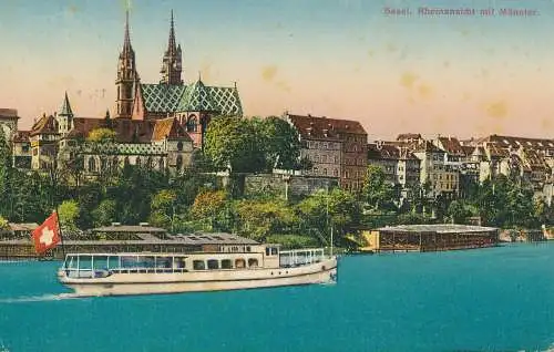 PC30966 Basel. Rheinansicht mit Münster. G. Metz. 1926