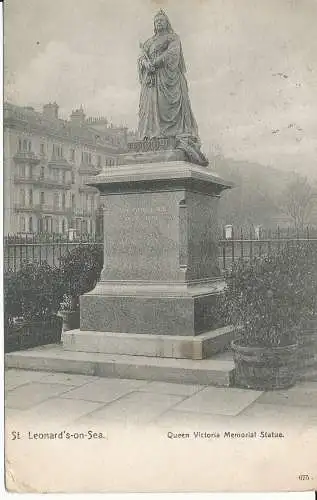 PC30493 St. Leonards on Sea. Queen Victoria Memorial Statue. J. Davis. Victoria.