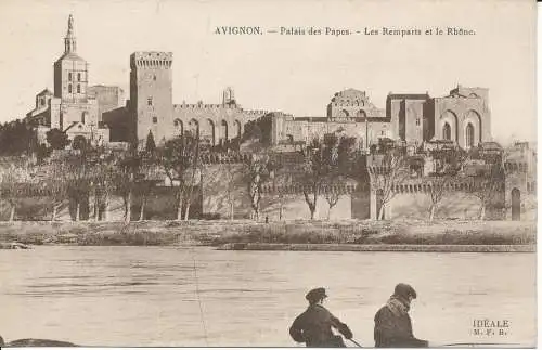 PC28323 Avignon. Papstpalast. Die Stadtmauern und die Rhone. Ideal. 1925
