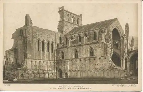 PC26101 Melrose Abbey. Blick von Cloistergarth. Büro der Werke. John Swain. Nein