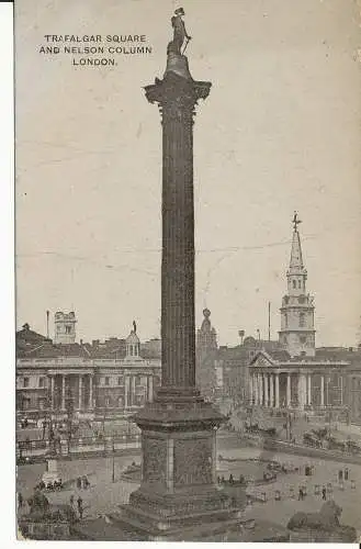 PC30781 Trafalgar Square und Nelson Column London. Autofoto. 1909