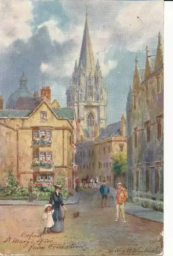 PC24800 Oxford. St. Marys Turm von der Oriel Street. Malerisches Oxford. Tuck. Öl