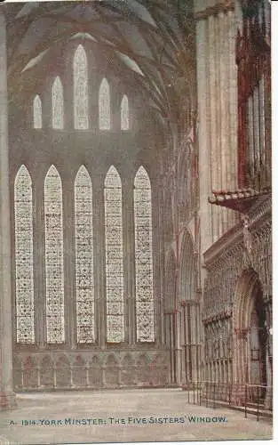 PC24020 York Minster. Das Fenster der fünf Schwestern. Photochrom. Celesque. Nr. A. 1914.