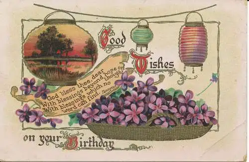PC32581 Grußpostkarte. Gute Wünsche zum Geburtstag. Blumen. Nr. 3062. 1913