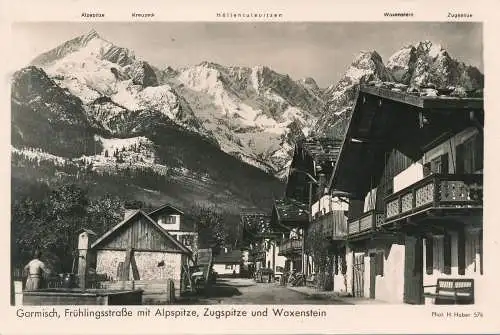 PC31052 Garmisch. Fruhlingsstrasse mit Alpspitze. Zugspitze und Waxenstein. H.H