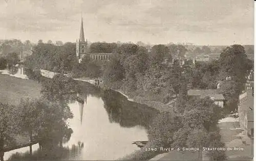 PC25357 Fluss und Kirche. Stratford auf Avon. Lachs. Sepio. Nr. 5390