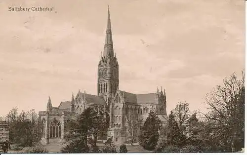 PC25472 Kathedrale von Salisbury. Valentinstag. 1916