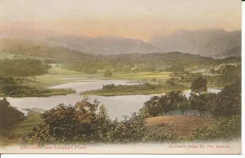 PC26117 Elterwater und Langdale Pikes. Abraham. Nr. 348. 1909