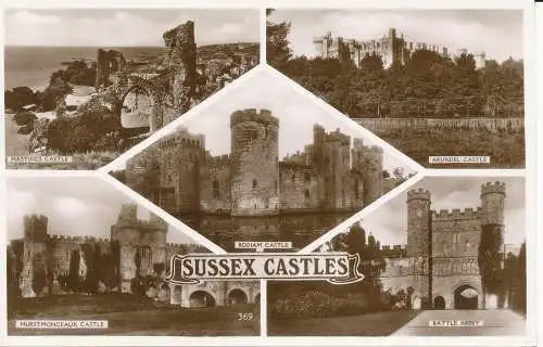 PC25593 Sussex Castles. Multi-View. Excel. Nr. 369. RP