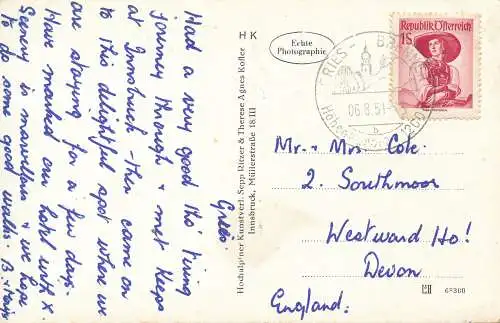 PC31033 Gries am Brenner. S. Ritzer und T. Agnes Kofler. 1951. RP