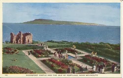 PC30689 Sandsfoot Castle und die Insel Portland. In der Nähe von Weymouth. 1957