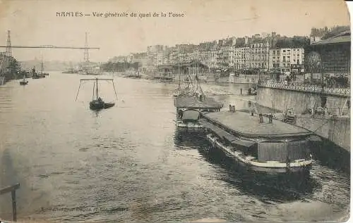 PC28437 Nantes. Gesamtansicht des Quai de la Fosse. Heliotypie