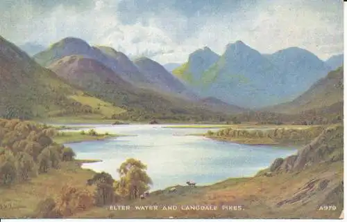 PC26124 Elter Water und Langdale Pikes. Valentinstag. Kunstfarbe. Nr. A979