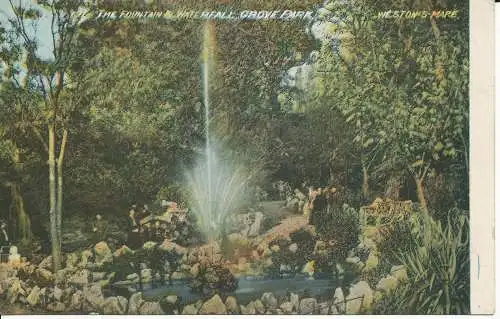 PC26091 Der Brunnen und der Wasserfall. Grove Park. Weston S Mare. Grau. Basar. 190