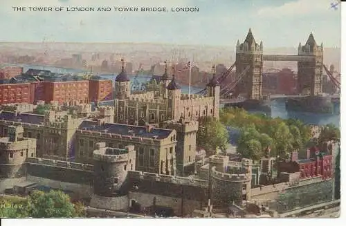 PC28849 Der Tower of London und die Tower Bridge. London. Valentinstag. Valesque. Kein H.