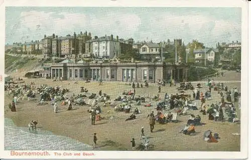 PC25678 Bournemouth. Der Club und der Strand. Pfau. Autochrom. 1904