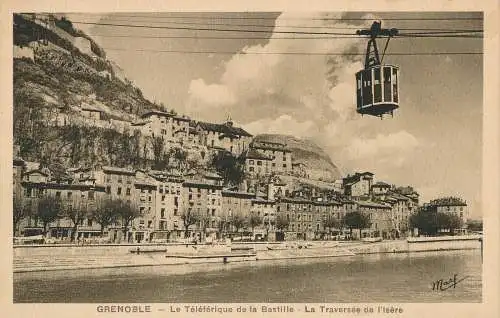 PC32433 Grenoble. Die Bastille-Seilbahn. Der Traversee der Isere. Martin