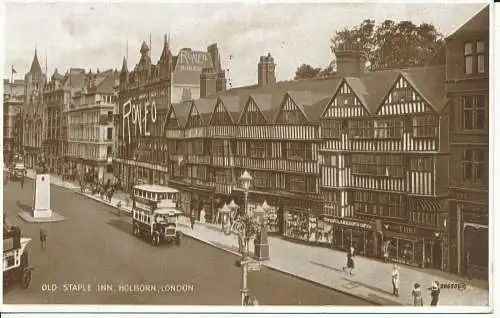 PC25068 Old Staple Inn. Holborn. London. Valentinstag. Foto braun. Nr. 98650. 1935