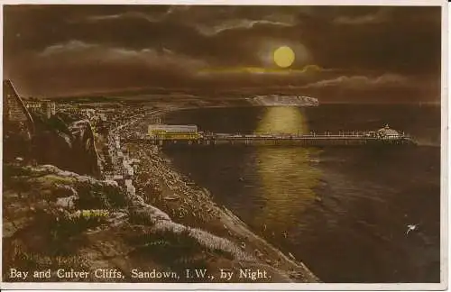 PC32648 Bay und Culver Cliffs. Sandown. I.W. Bei Nacht. Nigh Ventnor. 1935