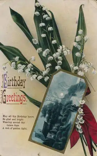 PC28485 Geburtstagsgrüße. Blumen. 1914