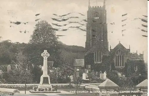 PC32802 Das Denkmal für Kirche und Krieg. Combe Martin. 1920