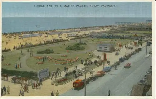 PC32678 Blumenanker und Marineparade. Tolles Yarmouth. Dennis. Neue Farbe. 1959