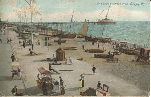 PC32640 The Beach and Palace Pier. Brighton. 1904