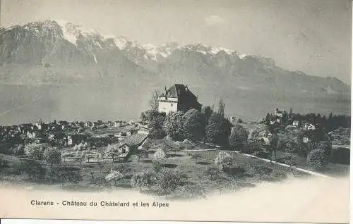 PC27112 Clarens. Chateau du Chatelard und die Alpen