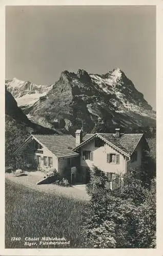 PC31100 Chalet Muhlebach. Eiger Fiescherwand. R. Schudel. Nr. 1340. 1932